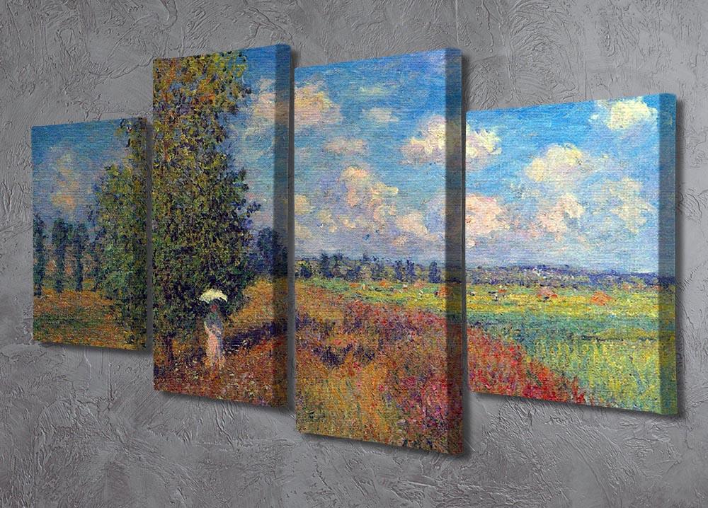 Poppy Field in Summer by Monet 4 Split Panel Canvas - Canvas Art Rocks - 2