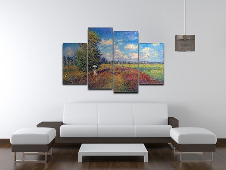 Poppy Field in Summer by Monet 4 Split Panel Canvas - Canvas Art Rocks - 3