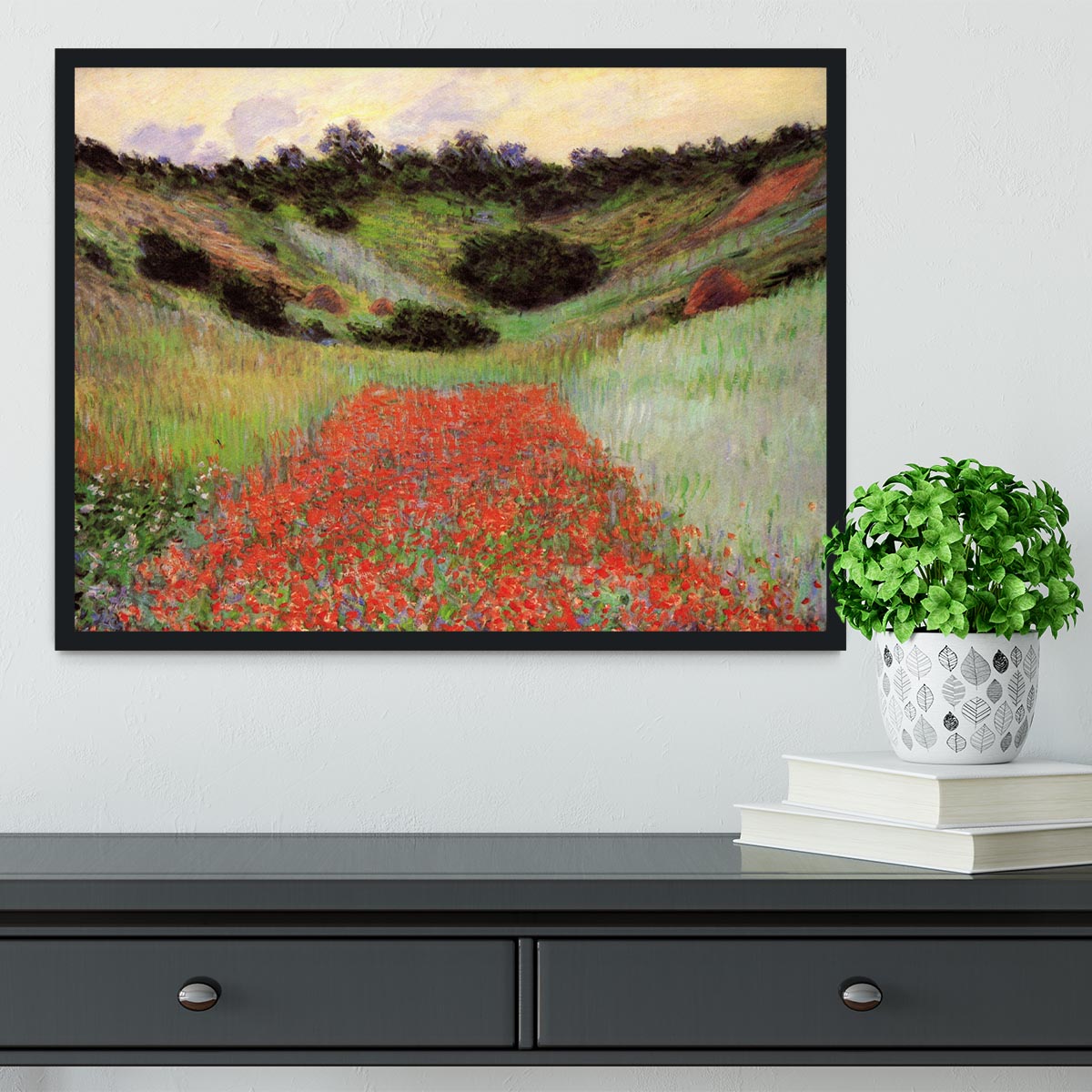 Poppy Field of Flowers in Giverny by Monet Framed Print - Canvas Art Rocks - 2