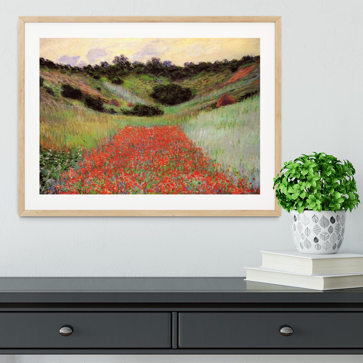 Poppy Field of Flowers in Giverny by Monet Framed Print - Canvas Art Rocks - 3