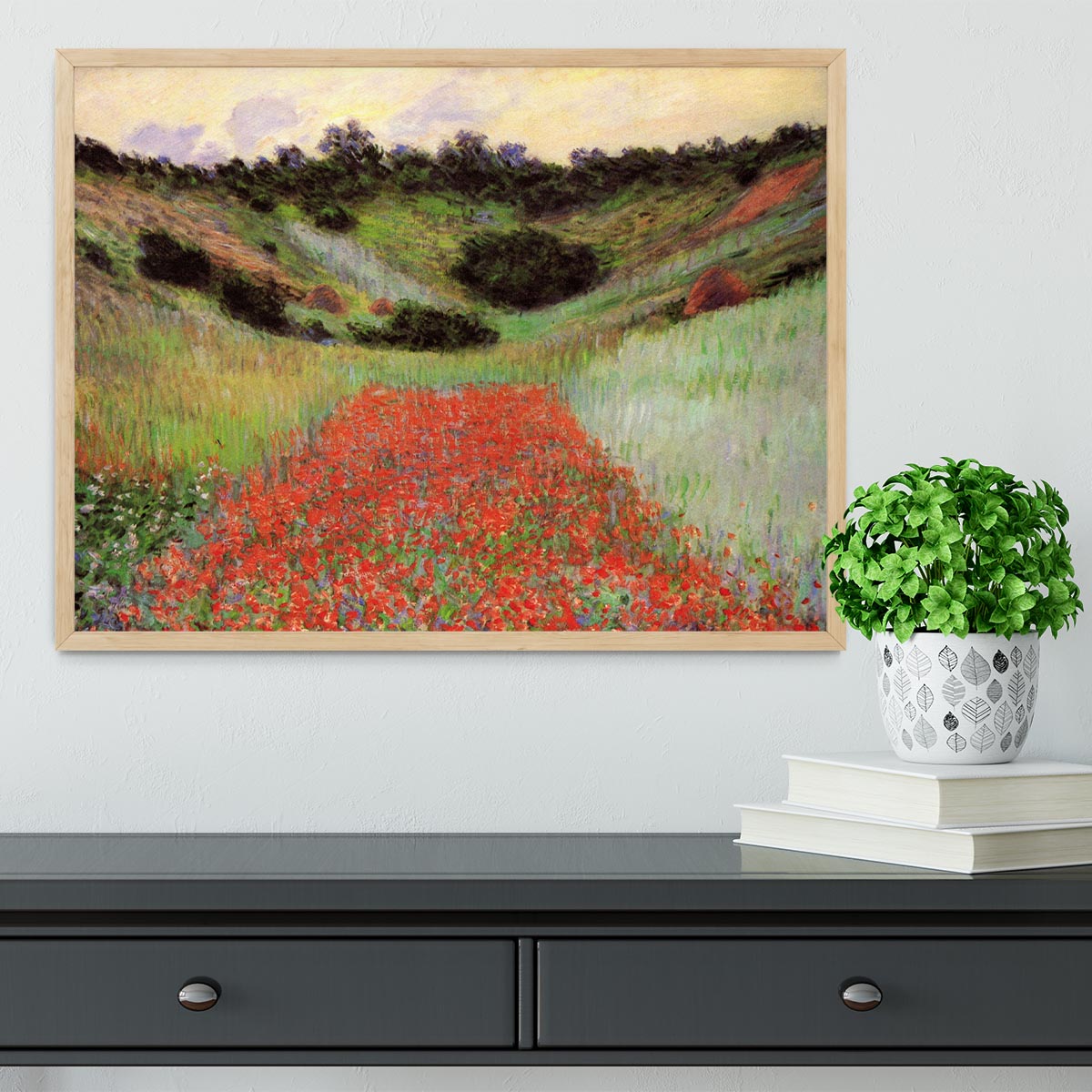 Poppy Field of Flowers in Giverny by Monet Framed Print - Canvas Art Rocks - 4