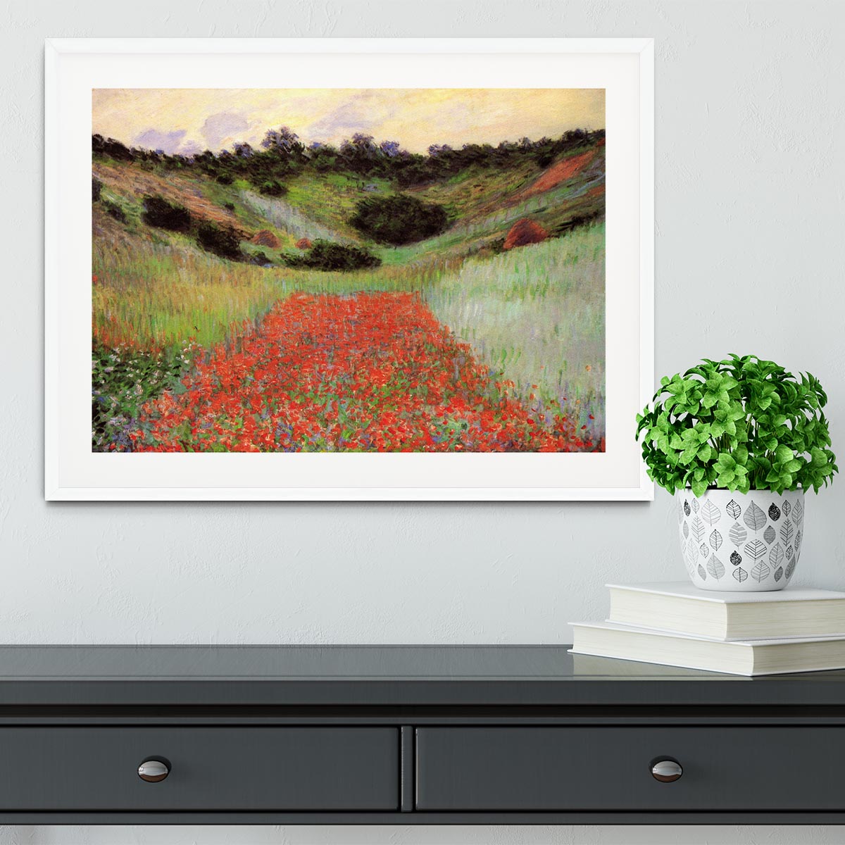 Poppy Field of Flowers in Giverny by Monet Framed Print - Canvas Art Rocks - 5