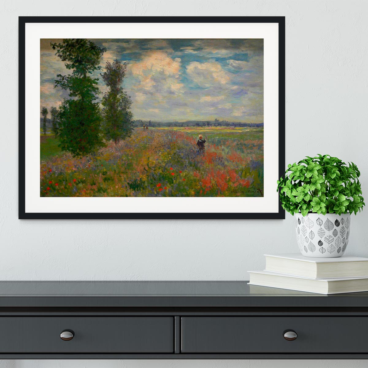 Poppy field Argenteuil by Monet Framed Print - Canvas Art Rocks - 1