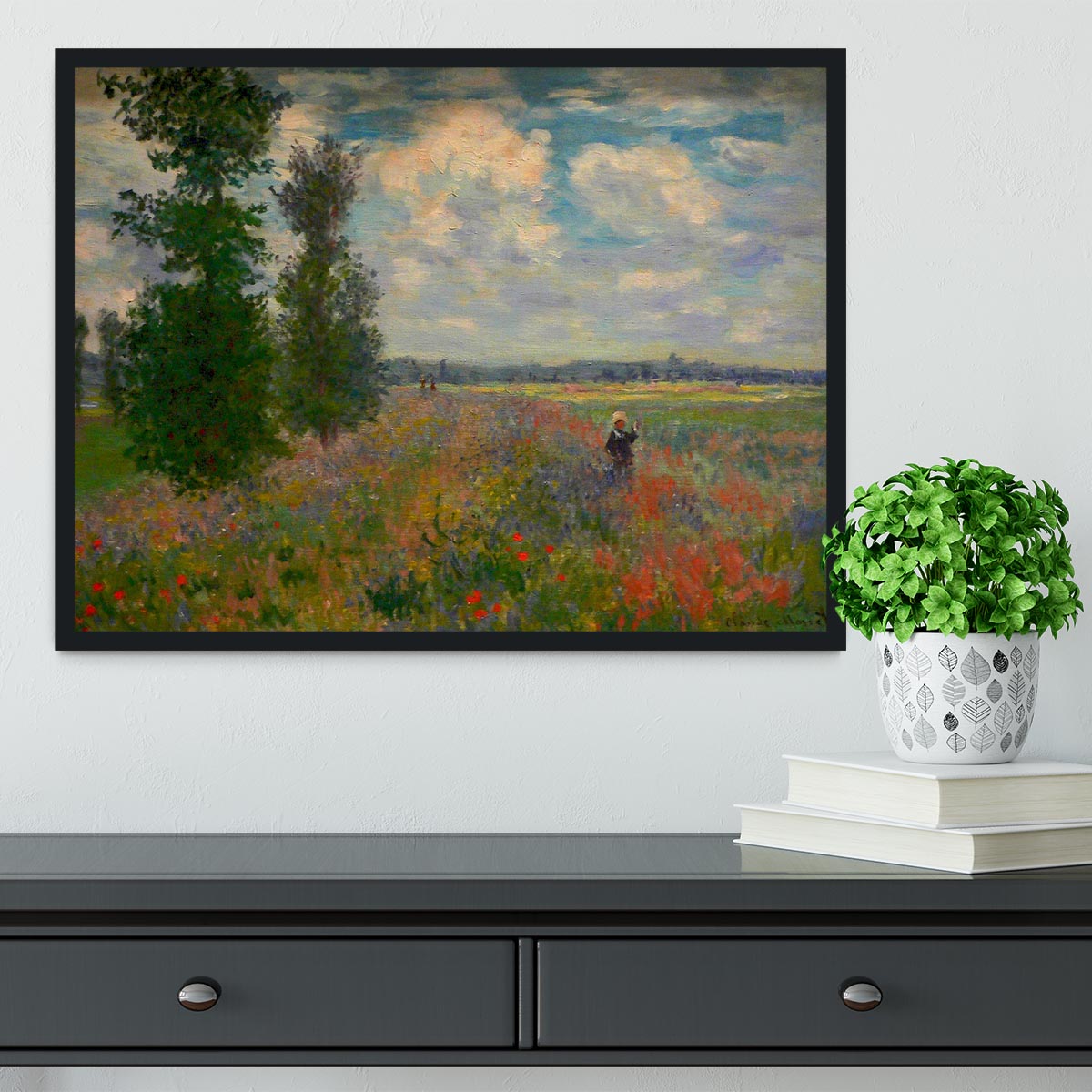 Poppy field Argenteuil by Monet Framed Print - Canvas Art Rocks - 2