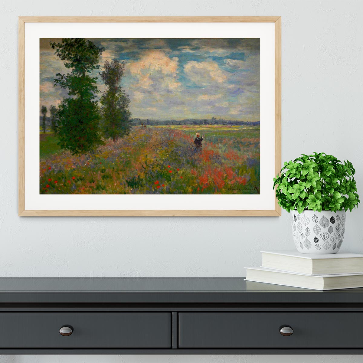 Poppy field Argenteuil by Monet Framed Print - Canvas Art Rocks - 3
