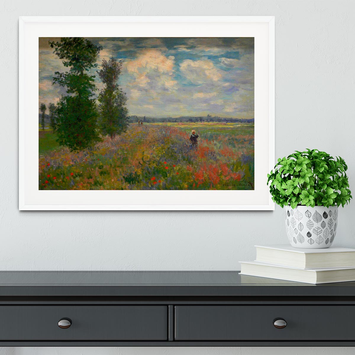 Poppy field Argenteuil by Monet Framed Print - Canvas Art Rocks - 5