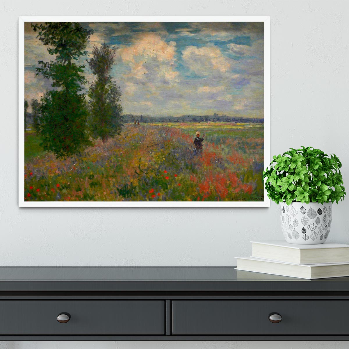 Poppy field Argenteuil by Monet Framed Print - Canvas Art Rocks -6