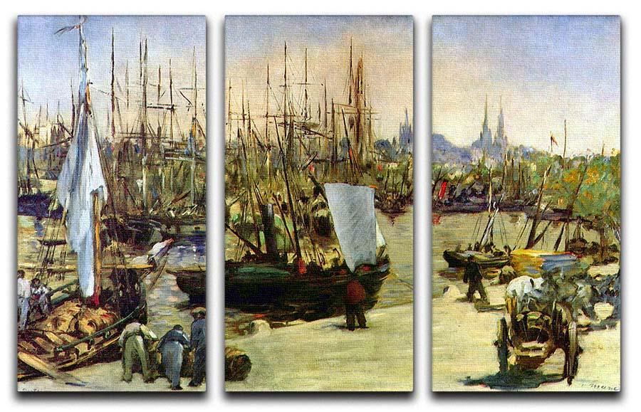 Port of Bordeaux by Manet 3 Split Panel Canvas Print - Canvas Art Rocks - 1