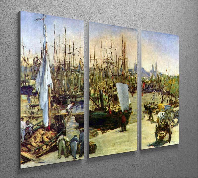 Port of Bordeaux by Manet 3 Split Panel Canvas Print - Canvas Art Rocks - 2