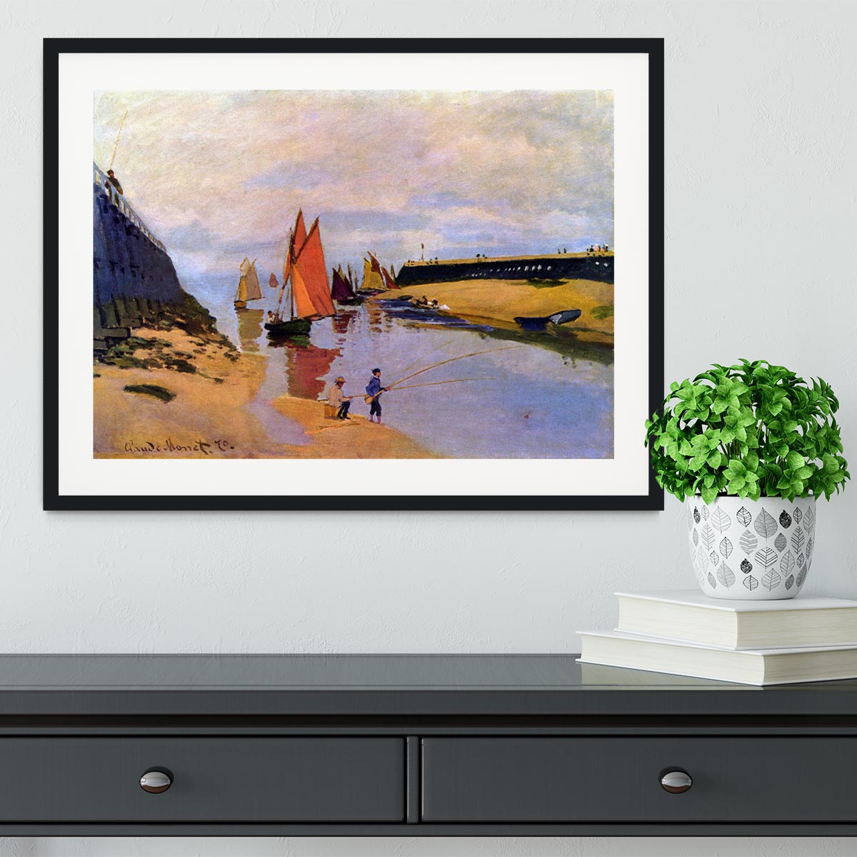Port of Trouville by Monet Framed Print - Canvas Art Rocks - 1
