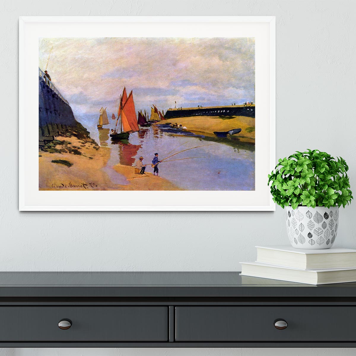 Port of Trouville by Monet Framed Print - Canvas Art Rocks - 5