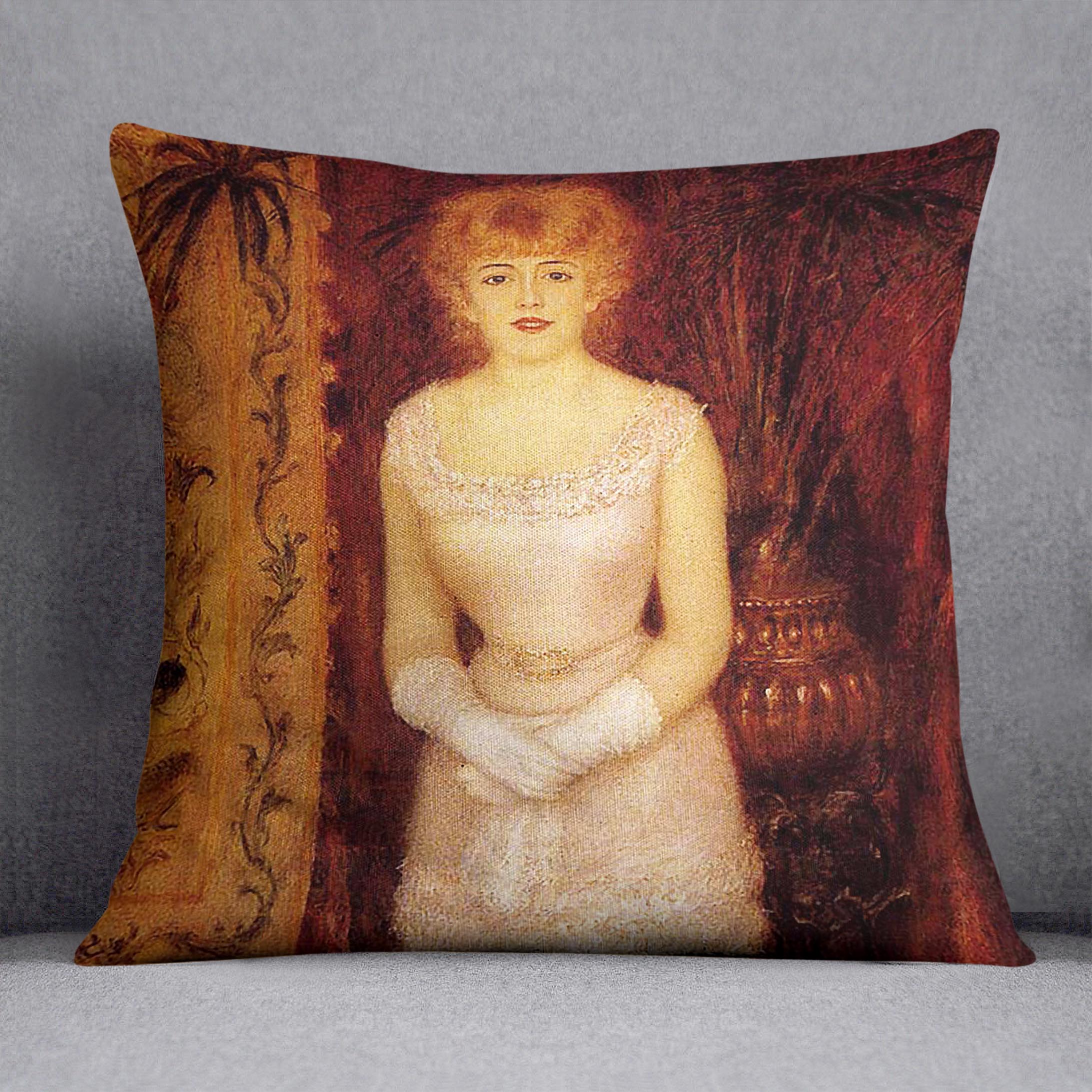 Portrait Of The Actress Jeanne Samary by Renoir Cushion