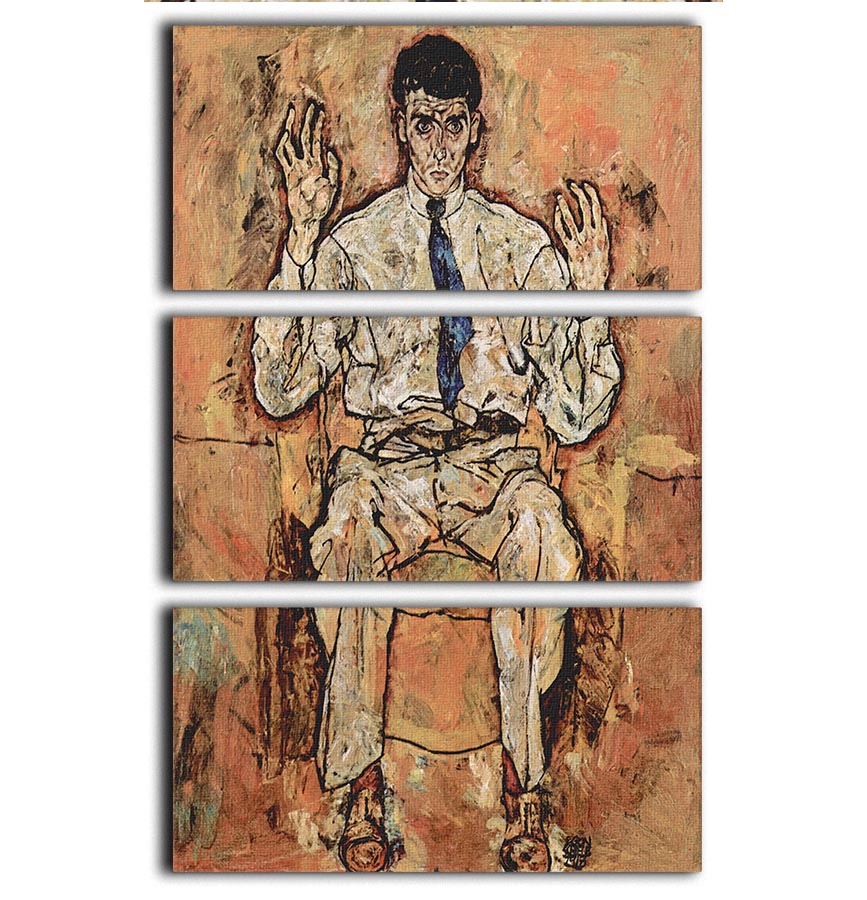 Portrait of Albert Paris von Gütersloh by Egon Schiele 3 Split Panel Canvas Print - Canvas Art Rocks - 1