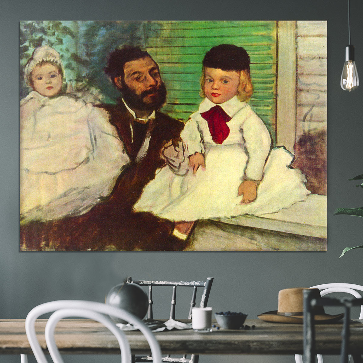 Portrait of Count Lepic and his daughters by Degas Canvas Print or Poster - Canvas Art Rocks - 3
