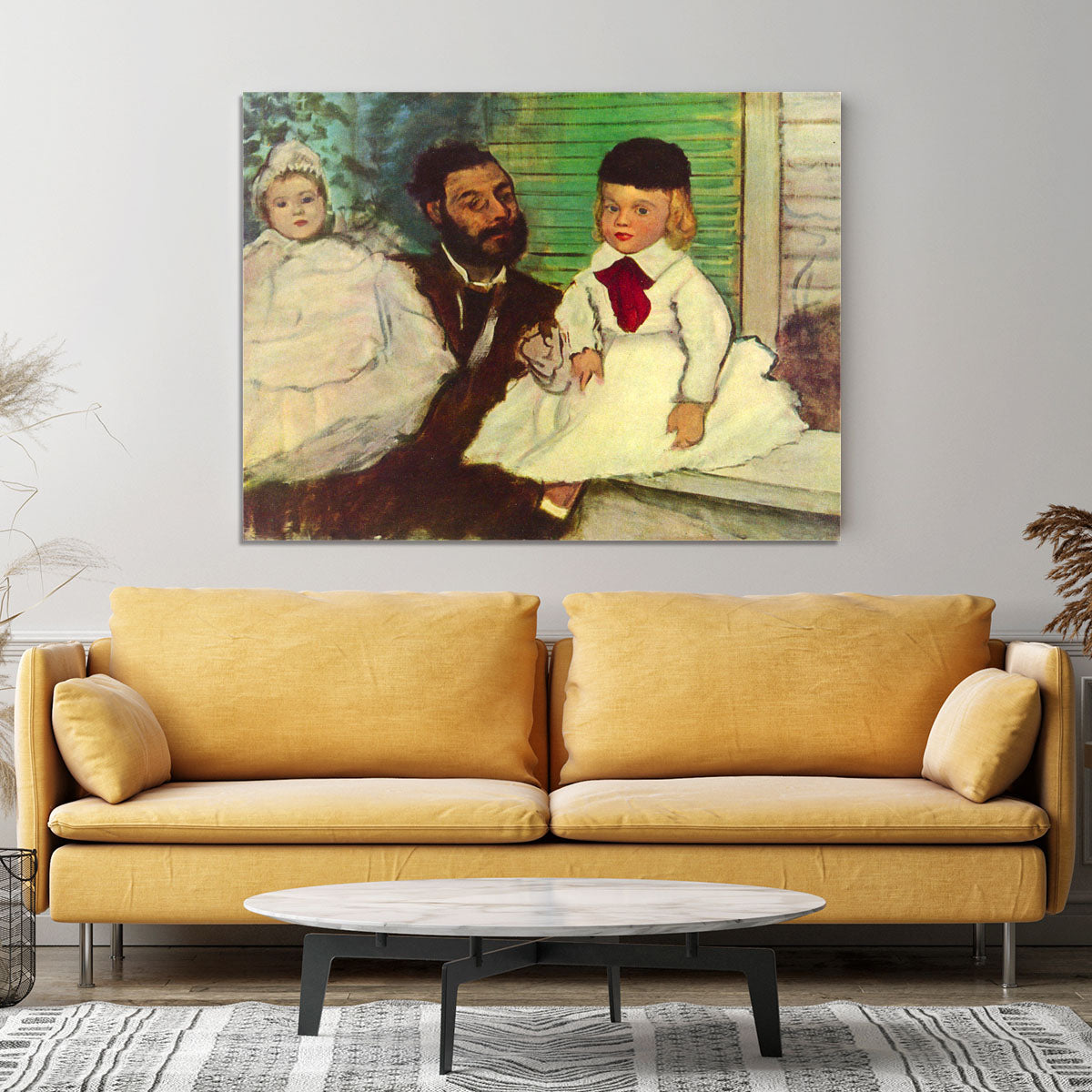 Portrait of Count Lepic and his daughters by Degas Canvas Print or Poster - Canvas Art Rocks - 4