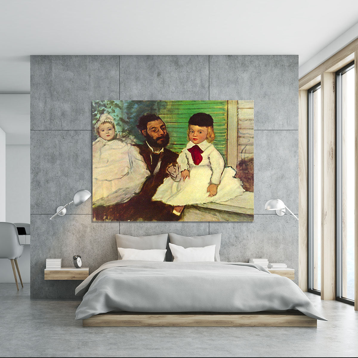 Portrait of Count Lepic and his daughters by Degas Canvas Print or Poster - Canvas Art Rocks - 5
