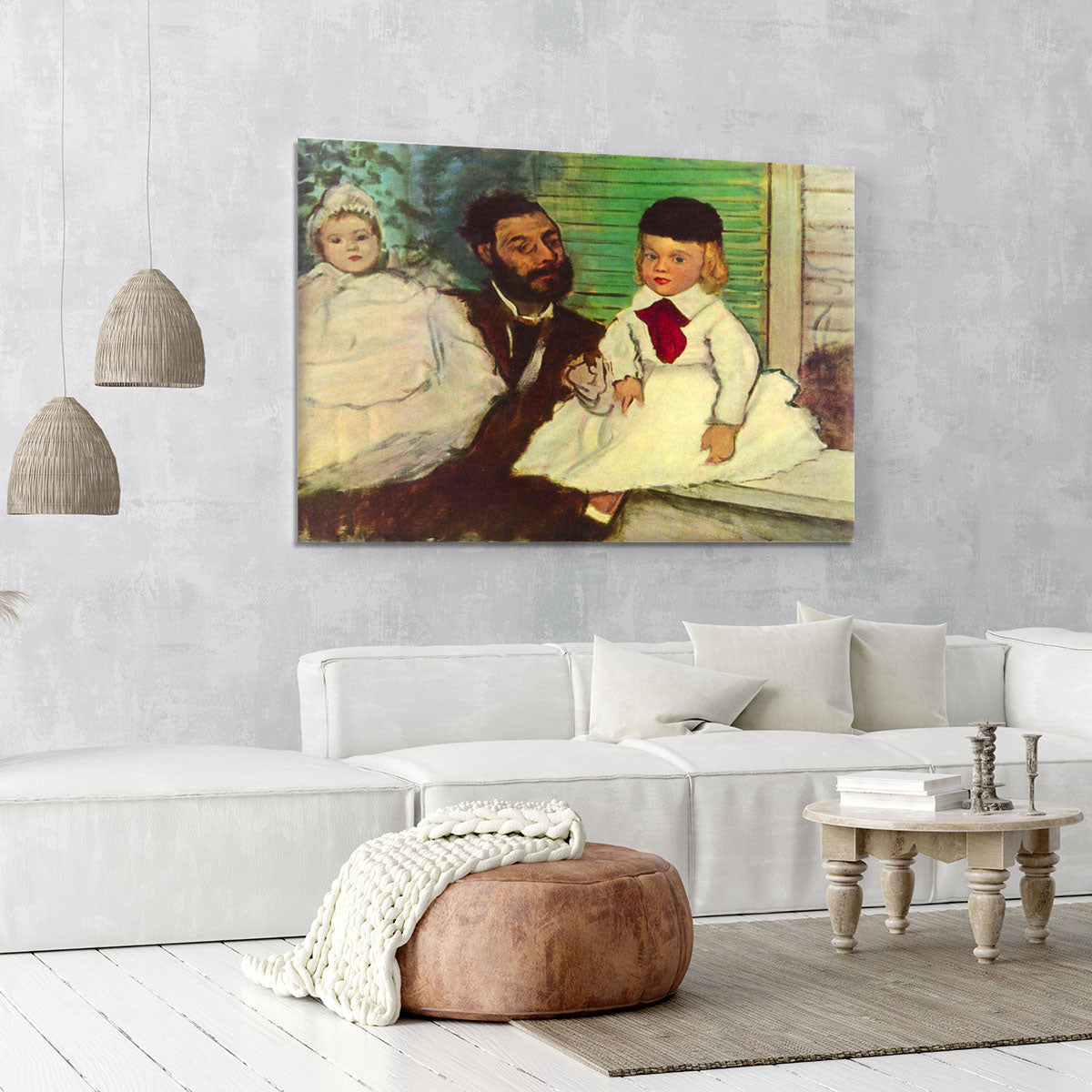 Portrait of Count Lepic and his daughters by Degas Canvas Print or Poster - Canvas Art Rocks - 6