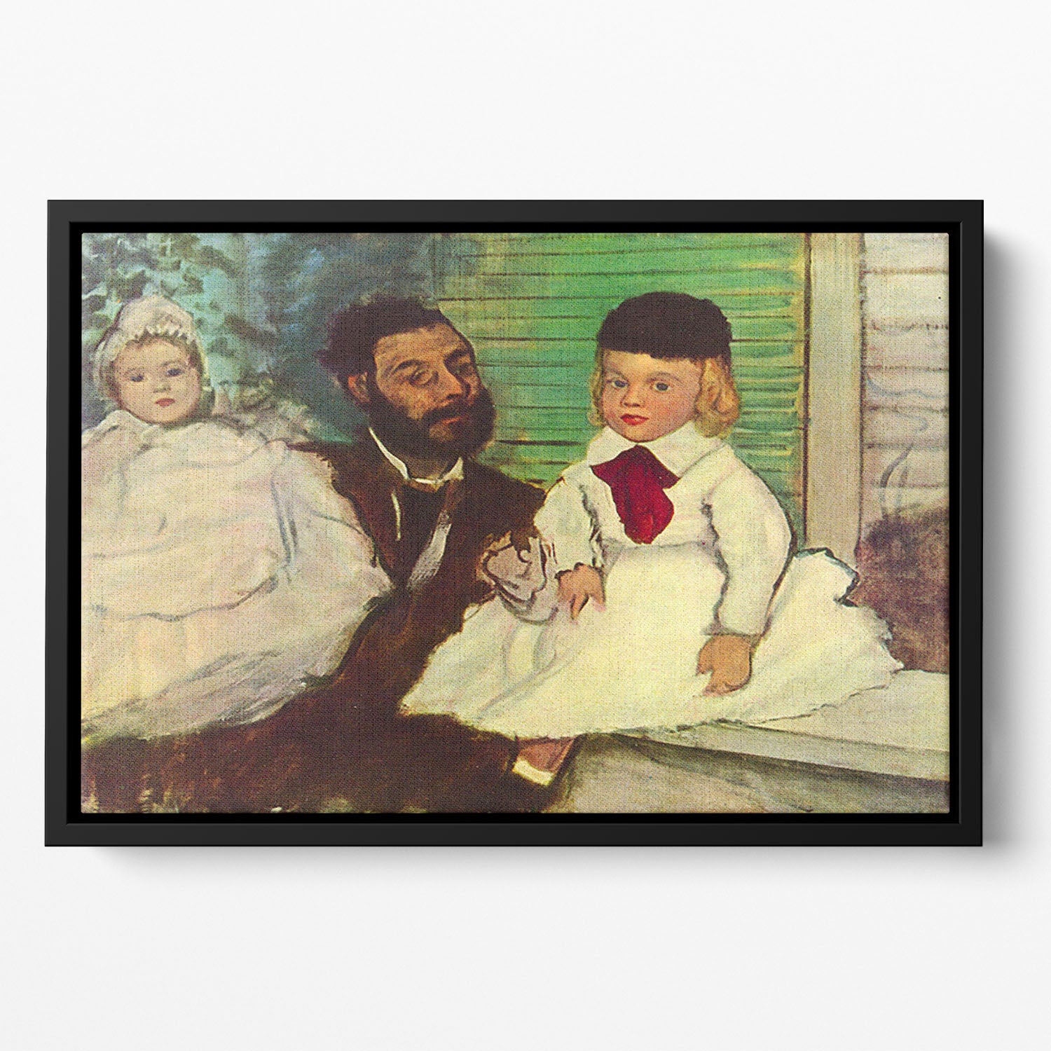 Portrait of Count Lepic and his daughters by Degas Floating Framed Canvas