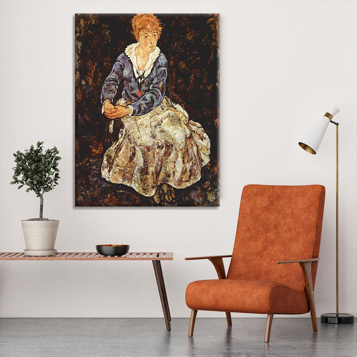 Portrait of Edith Egon Schiele sitting by Egon Schiele Canvas Print or Poster - Canvas Art Rocks - 6