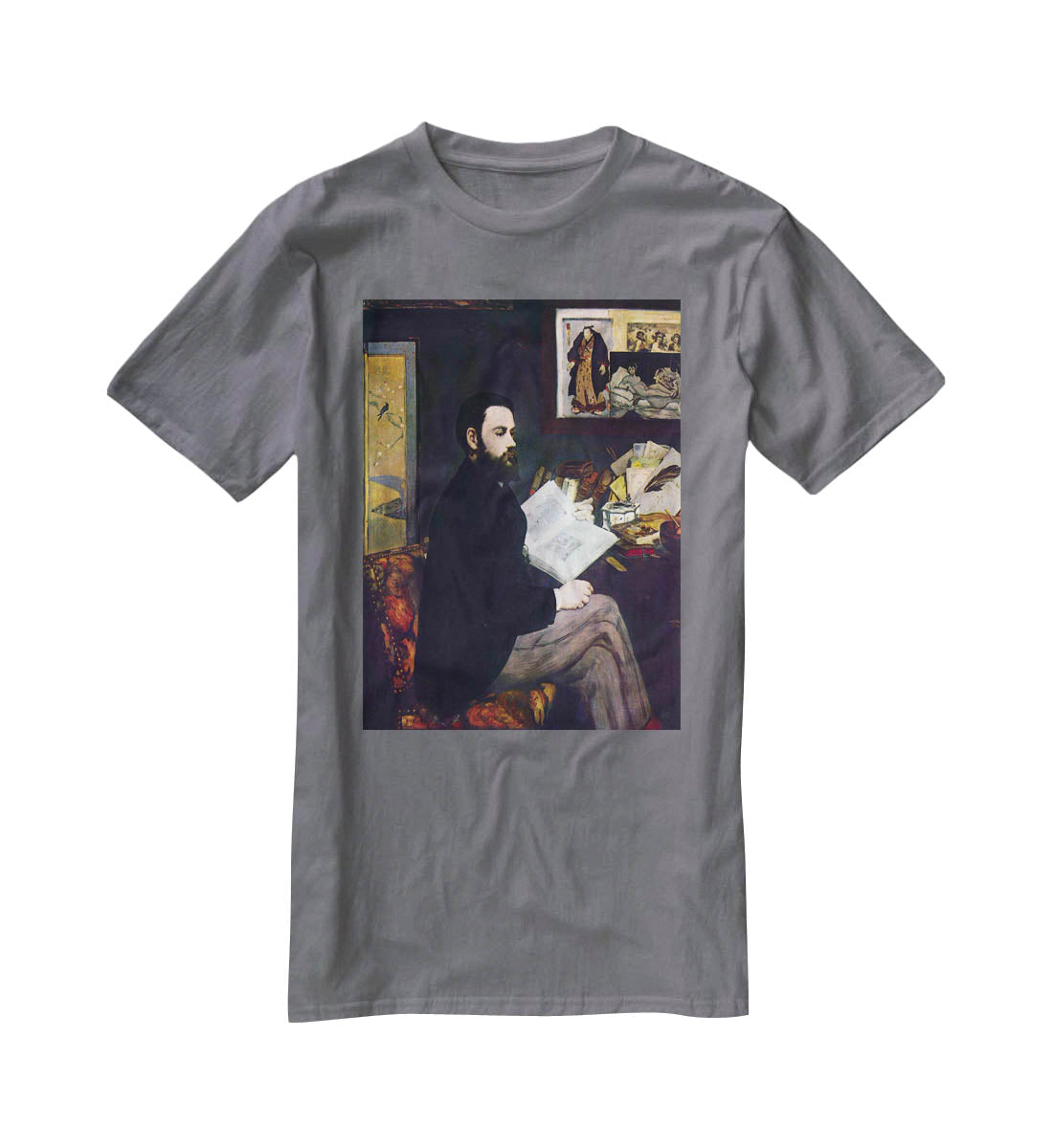 Portrait of Emile Zola by Manet T-Shirt - Canvas Art Rocks - 3