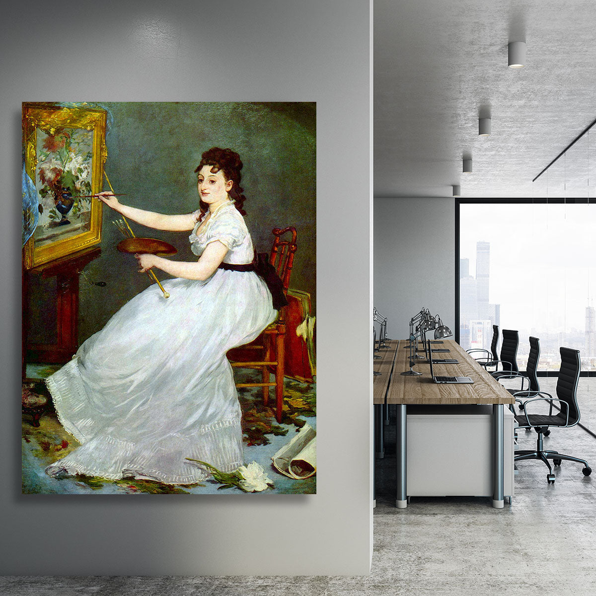 Portrait of Eva GonzalCs in Manets studio by Manet Canvas Print or Poster - Canvas Art Rocks - 3
