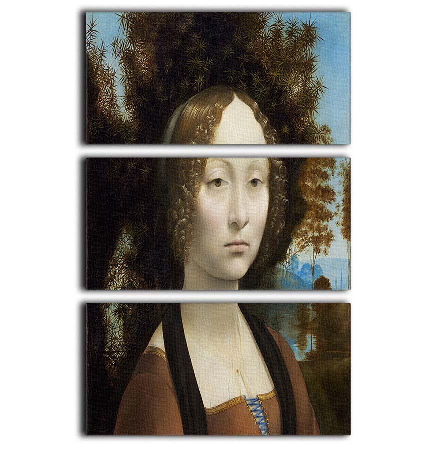 Portrait of Ginevra de Benci by Da Vinci 3 Split Panel Canvas Print - Canvas Art Rocks - 1