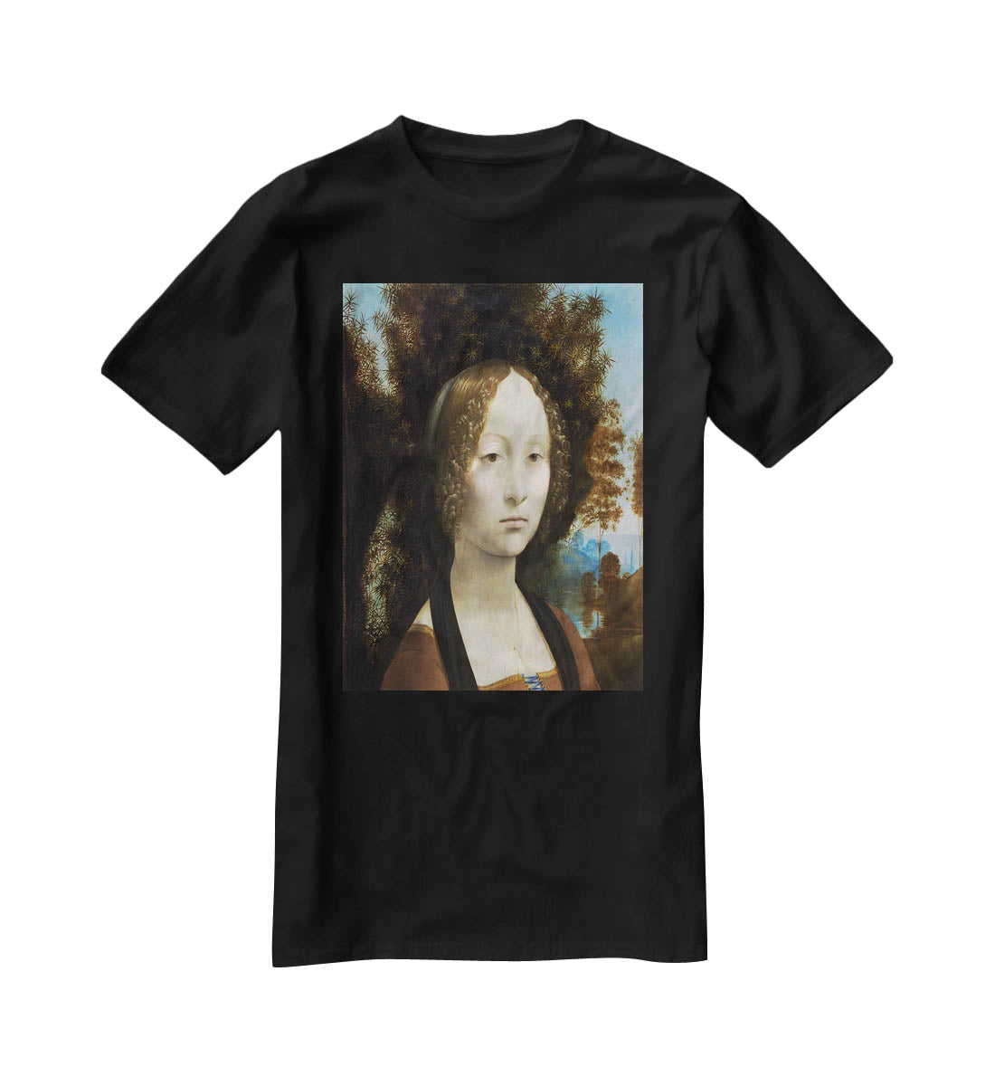 Portrait of Ginevra de Benci by Da Vinci T-Shirt - Canvas Art Rocks - 1