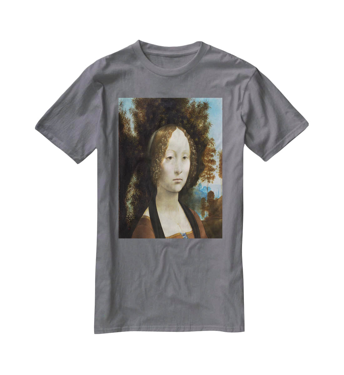 Portrait of Ginevra de Benci by Da Vinci T-Shirt - Canvas Art Rocks - 3