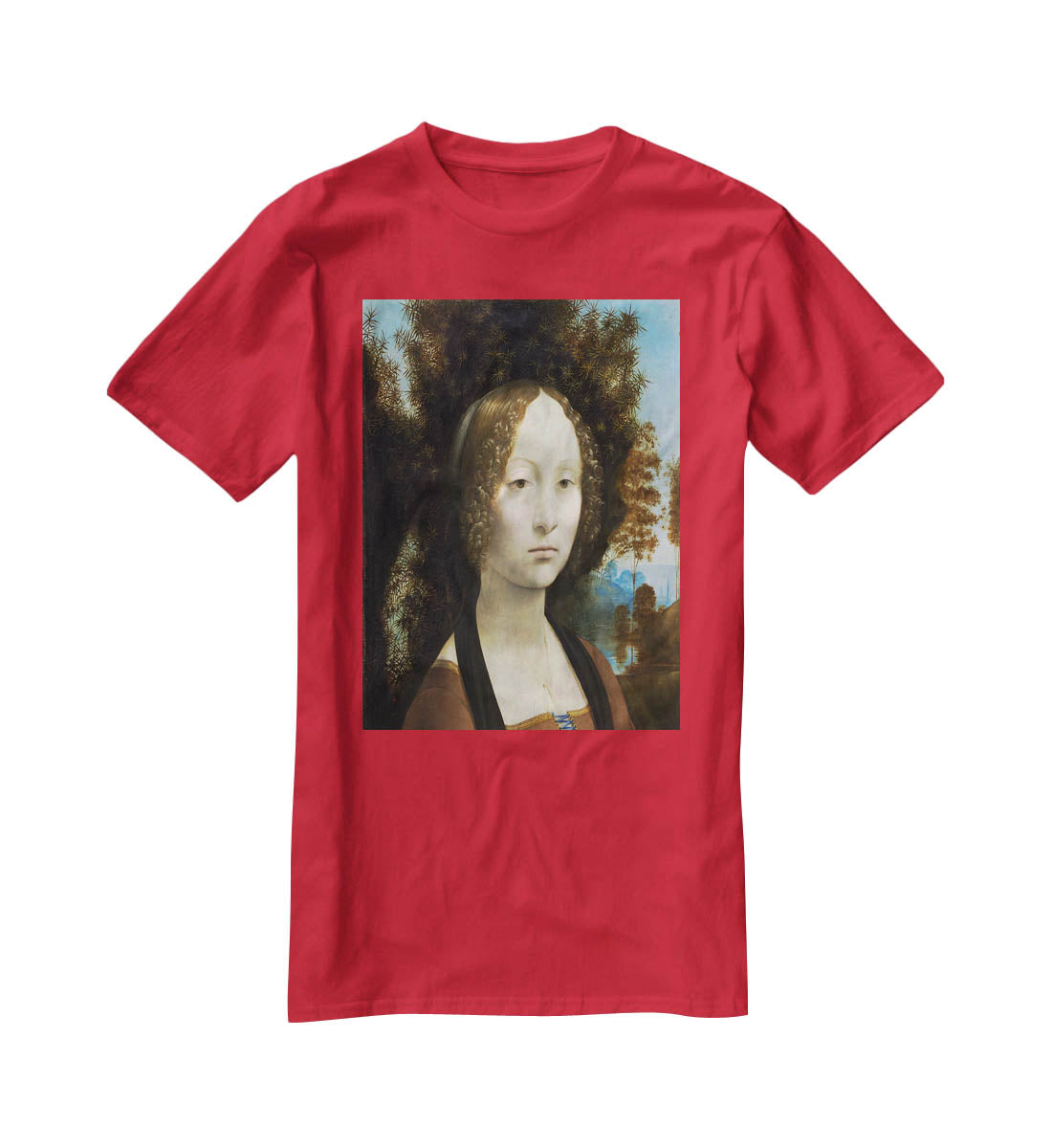Portrait of Ginevra de Benci by Da Vinci T-Shirt - Canvas Art Rocks - 4