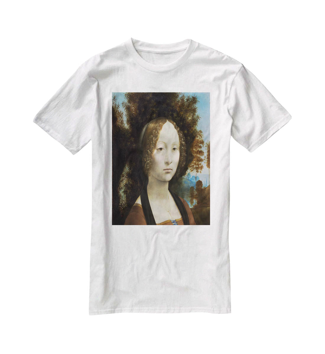 Portrait of Ginevra de Benci by Da Vinci T-Shirt - Canvas Art Rocks - 5