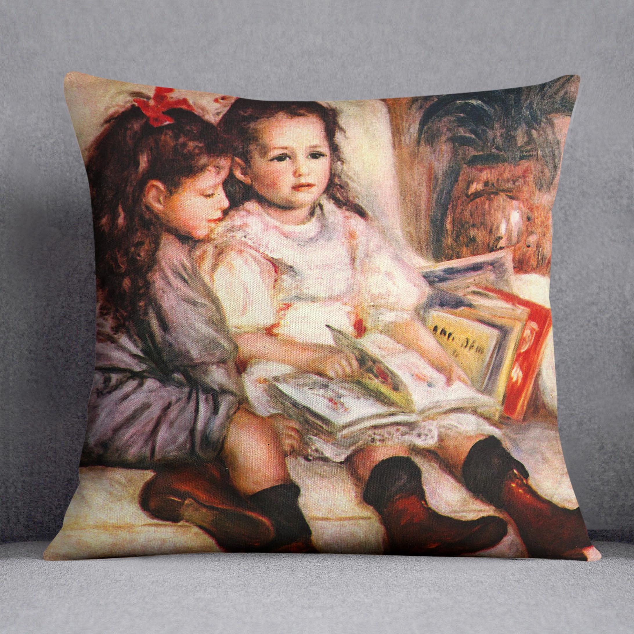 Portrait of Jean and Genevieve Caillebotte by Renoir Cushion