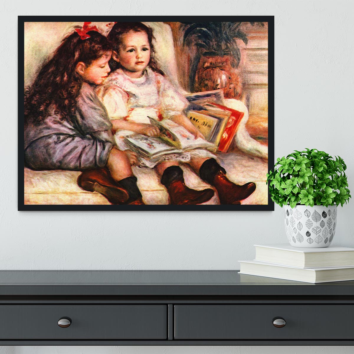 Portrait of Jean and Genevieve Caillebotte by Renoir Framed Print - Canvas Art Rocks - 2