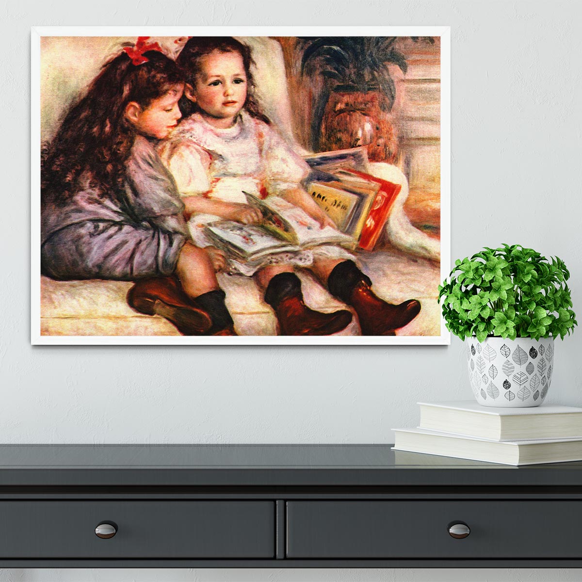 Portrait of Jean and Genevieve Caillebotte by Renoir Framed Print - Canvas Art Rocks -6