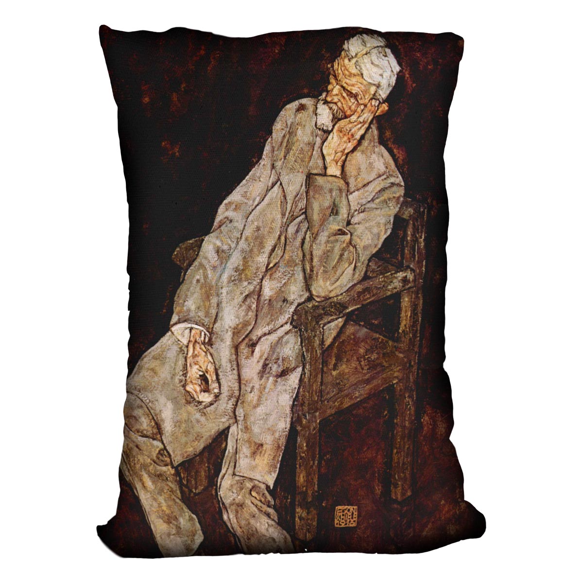 Portrait of Johan Harms by Egon Schiele Cushion