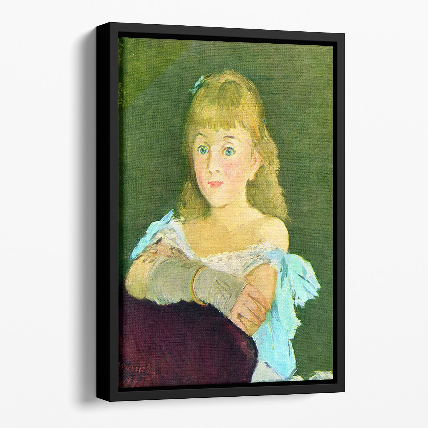 Portrait of Lina Campineanu by Manet Floating Framed Canvas
