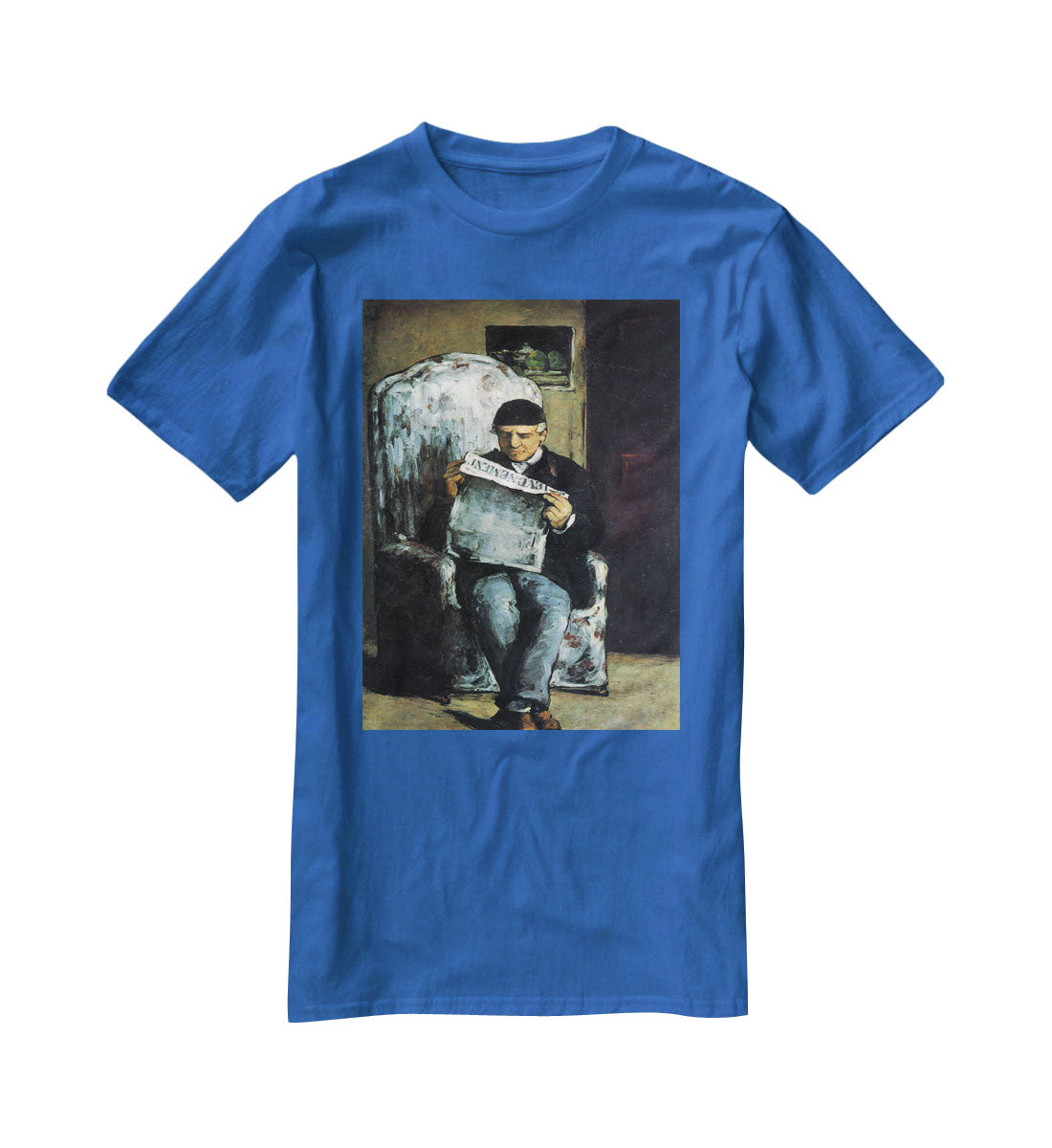 Portrait of Louis-Auguste Cezanne the father of the artist reading from L'EvÇnement by Cezanne T-Shirt - Canvas Art Rocks - 2