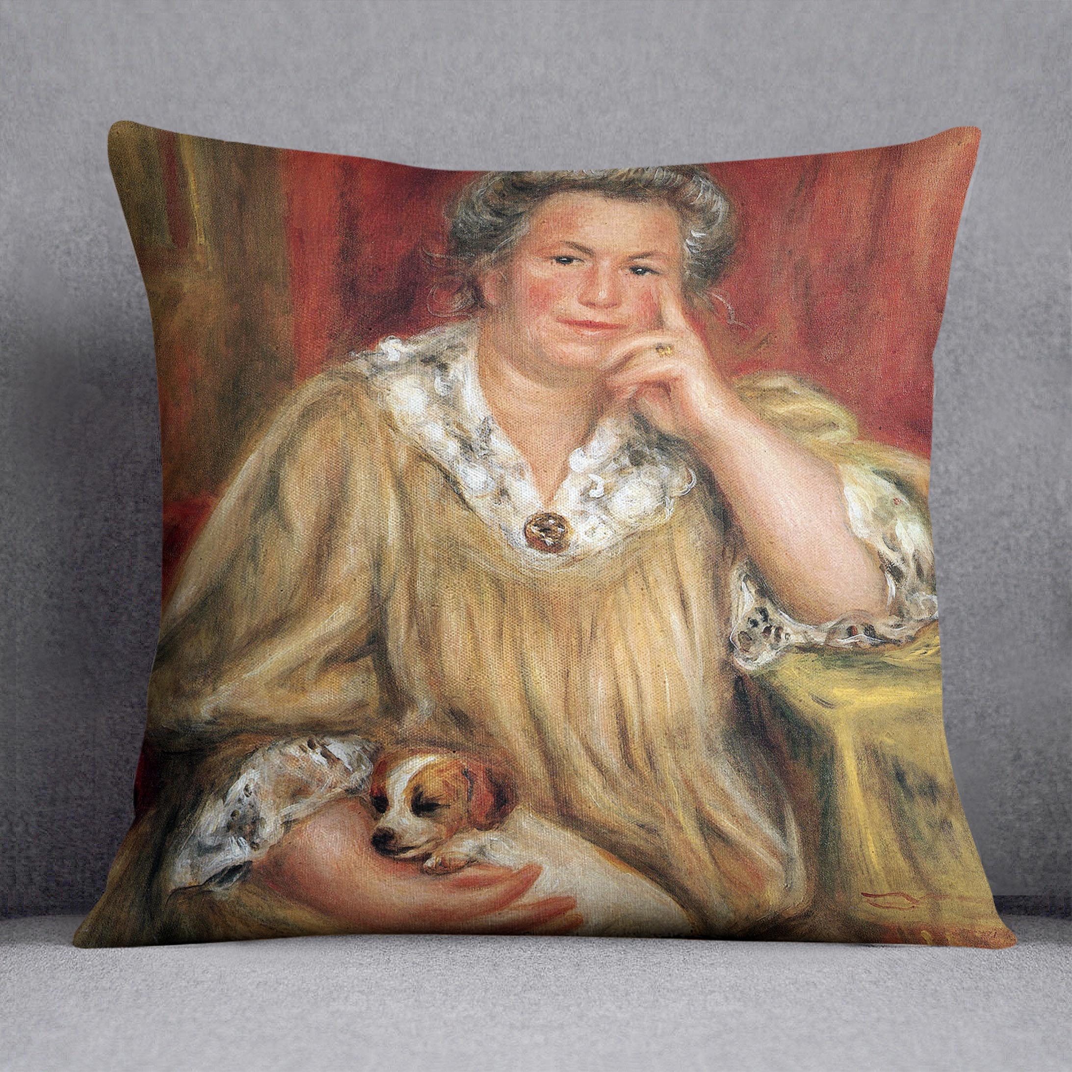 Portrait of Madame Renoir with Bob by Renoir Cushion