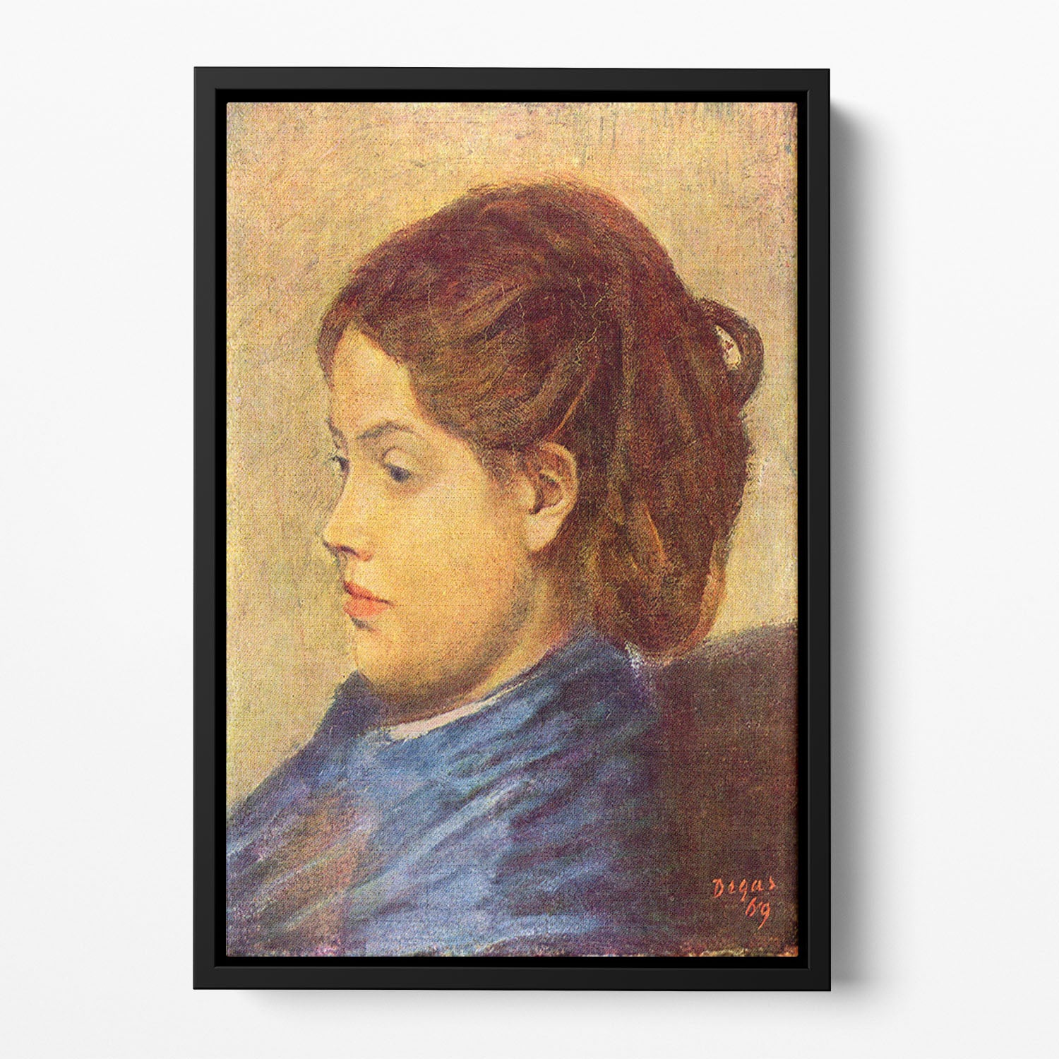 Portrait of Mademoiselle Dobigny by Degas Floating Framed Canvas