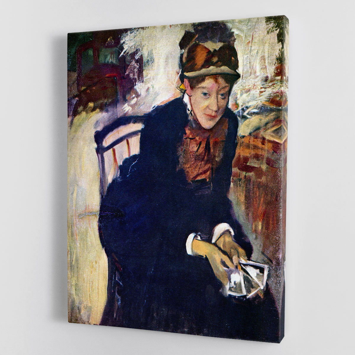 Portrait of Miss Cassatt holding the cards by Degas Canvas Print or Poster - Canvas Art Rocks - 1
