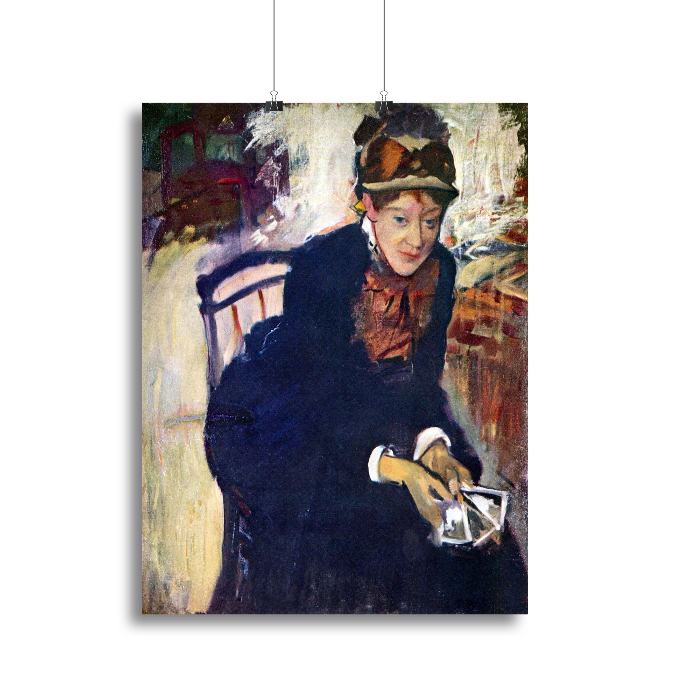 Portrait of Miss Cassatt holding the cards by Degas Canvas Print or Poster - Canvas Art Rocks - 2