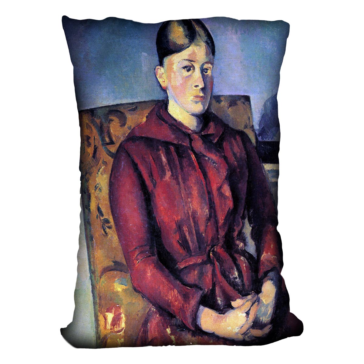 Portrait of Mme CÇzanne in the yellow armchair by Cezanne Cushion