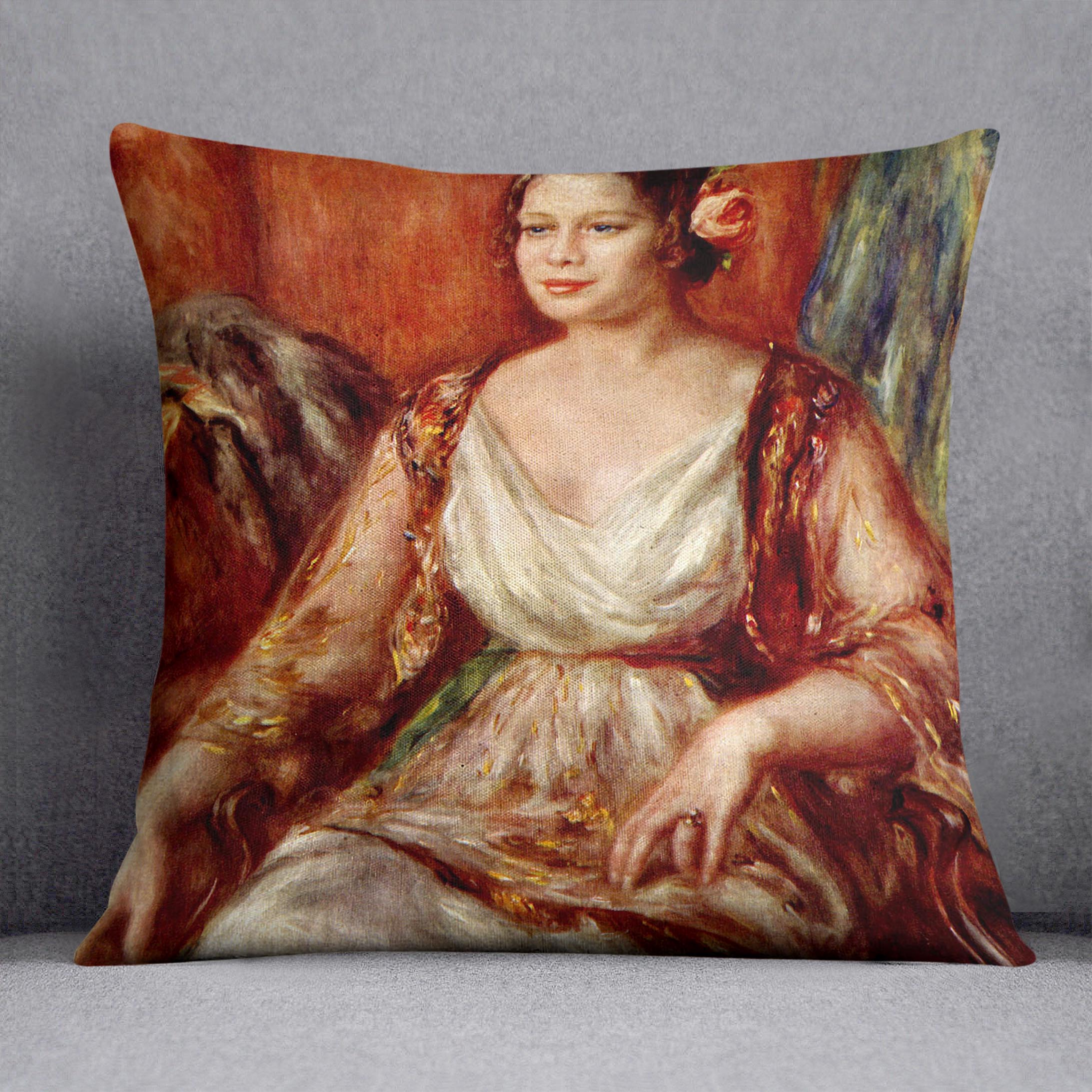 Portrait of Tilla Durieux by Renoir Cushion