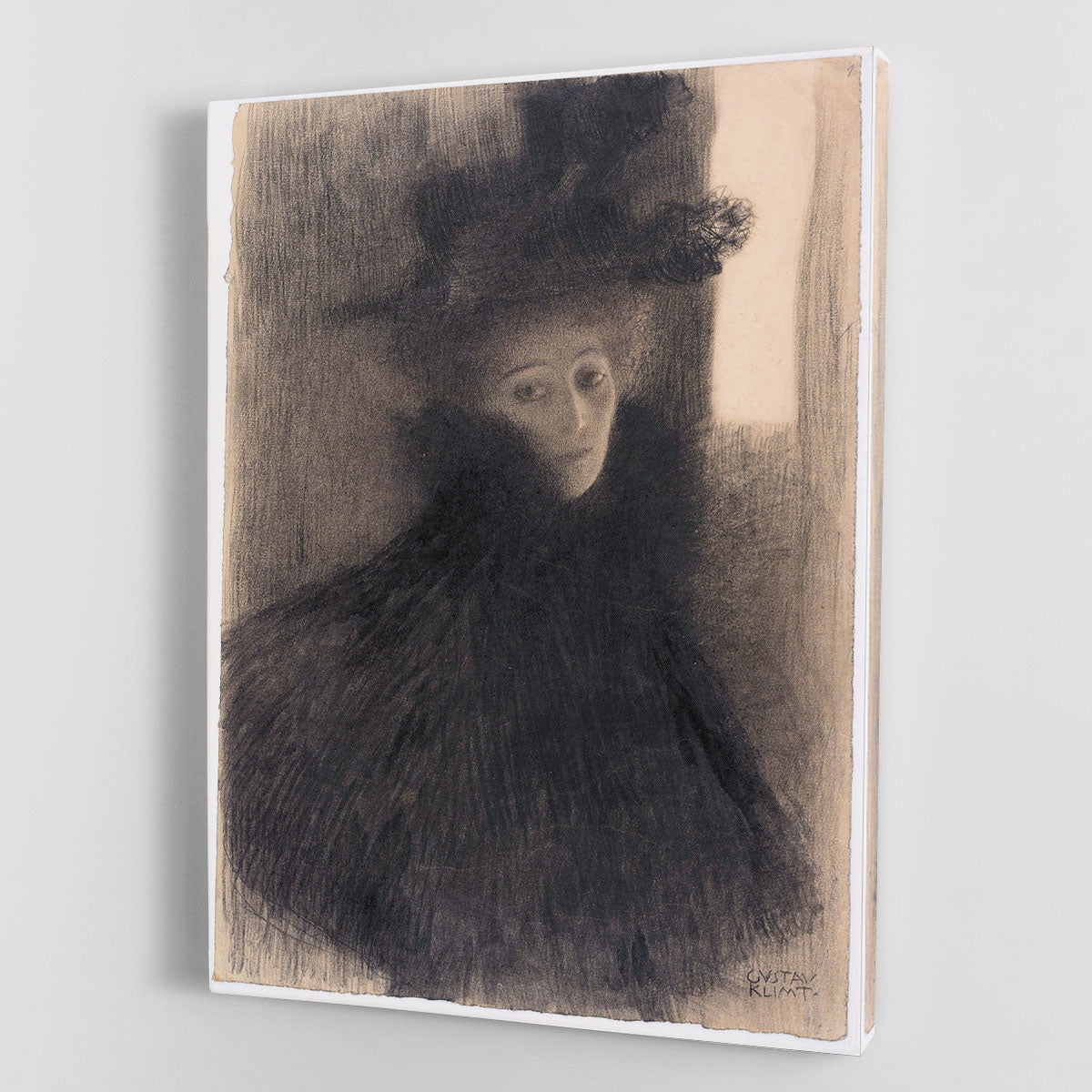 Portrait of a Lady with Cape and Hat by Klimt Canvas Print or Poster - Canvas Art Rocks - 1