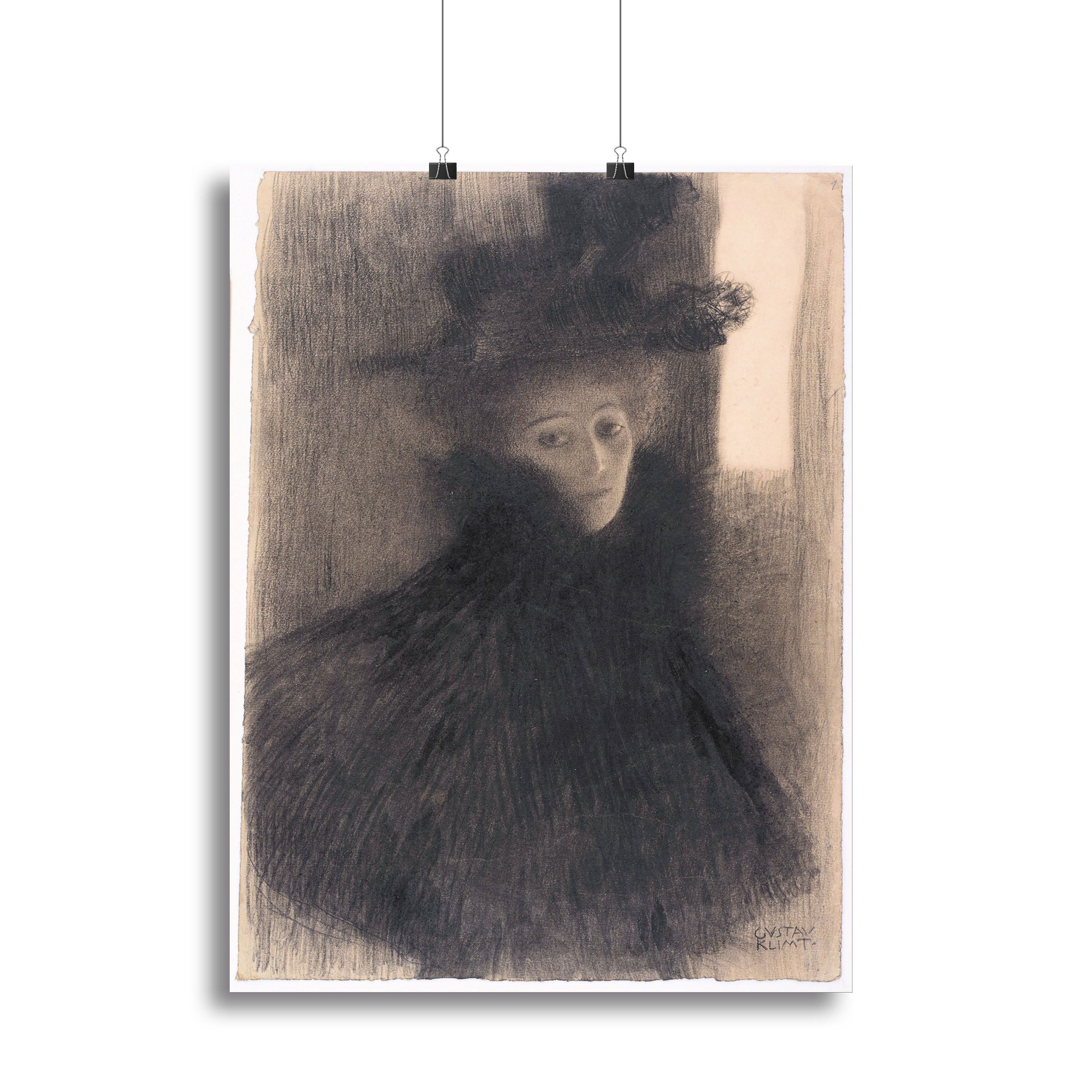 Portrait of a Lady with Cape and Hat by Klimt Canvas Print or Poster - Canvas Art Rocks - 2