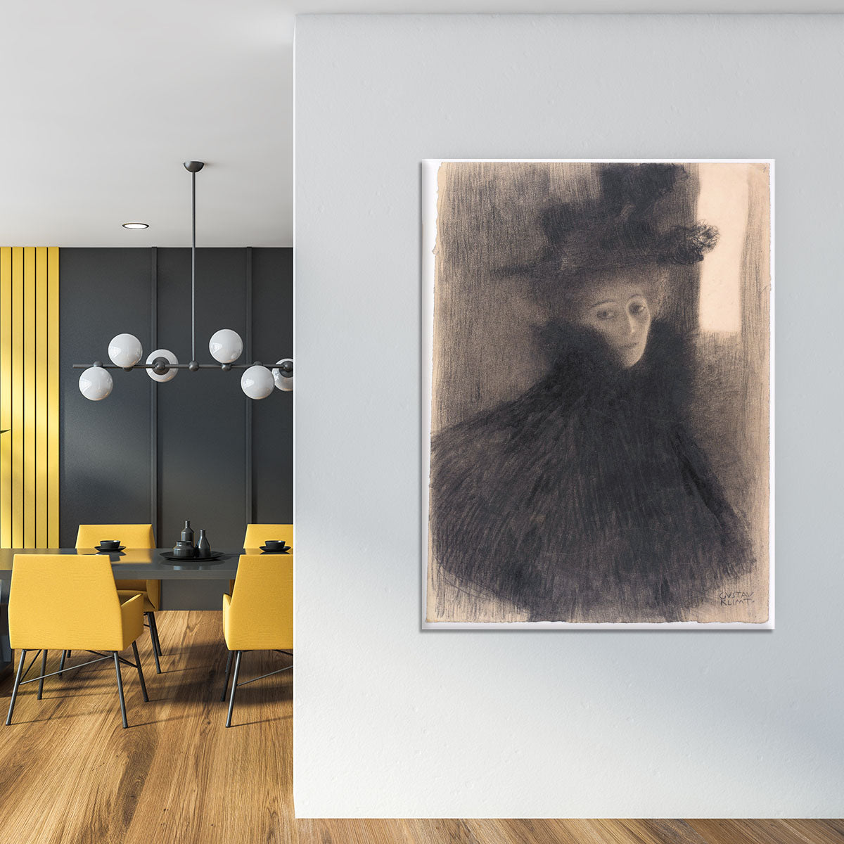 Portrait of a Lady with Cape and Hat by Klimt Canvas Print or Poster - Canvas Art Rocks - 4