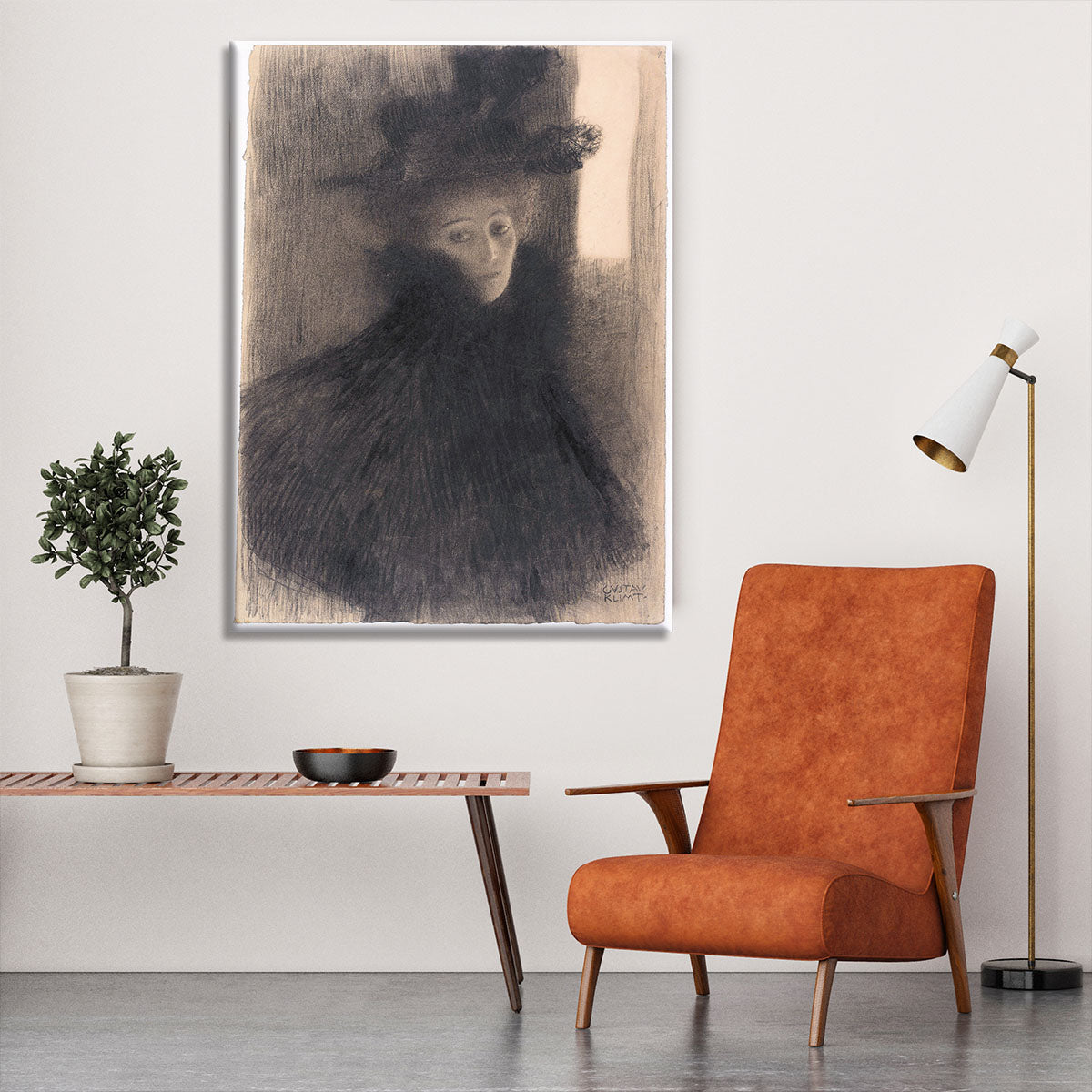Portrait of a Lady with Cape and Hat by Klimt Canvas Print or Poster - Canvas Art Rocks - 6