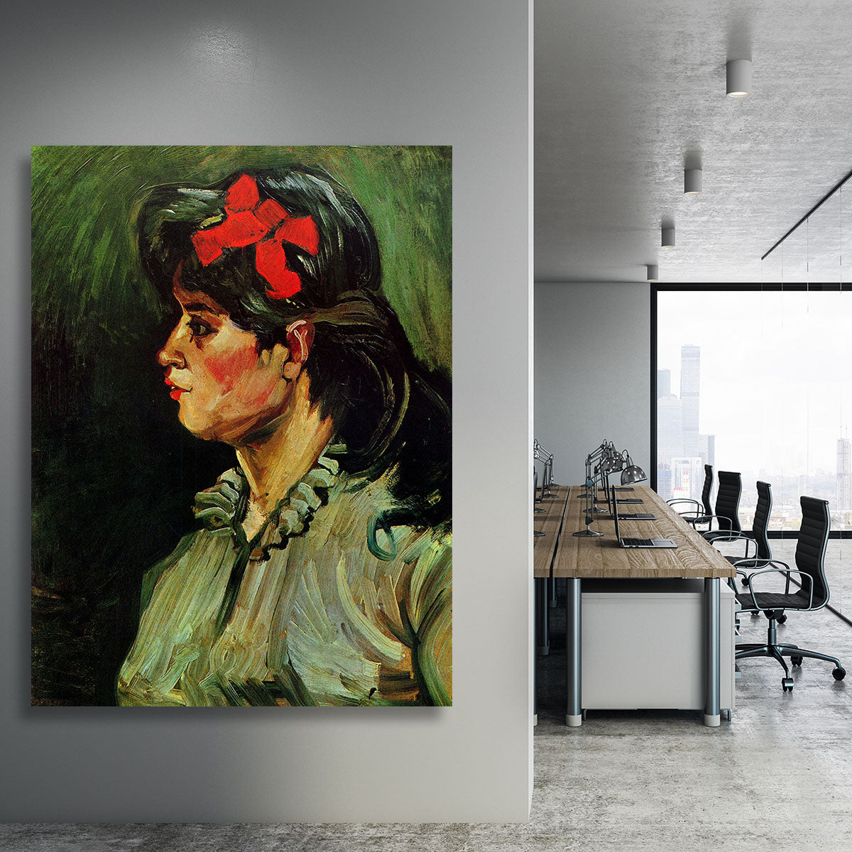 Portrait of a Woman with Red Ribbon by Van Gogh Canvas Print or Poster - Canvas Art Rocks - 3