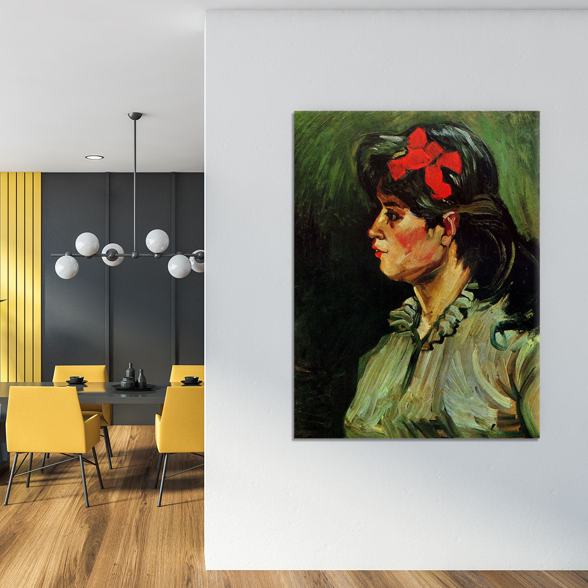 Portrait of a Woman with Red Ribbon by Van Gogh Canvas Print or Poster - Canvas Art Rocks - 4