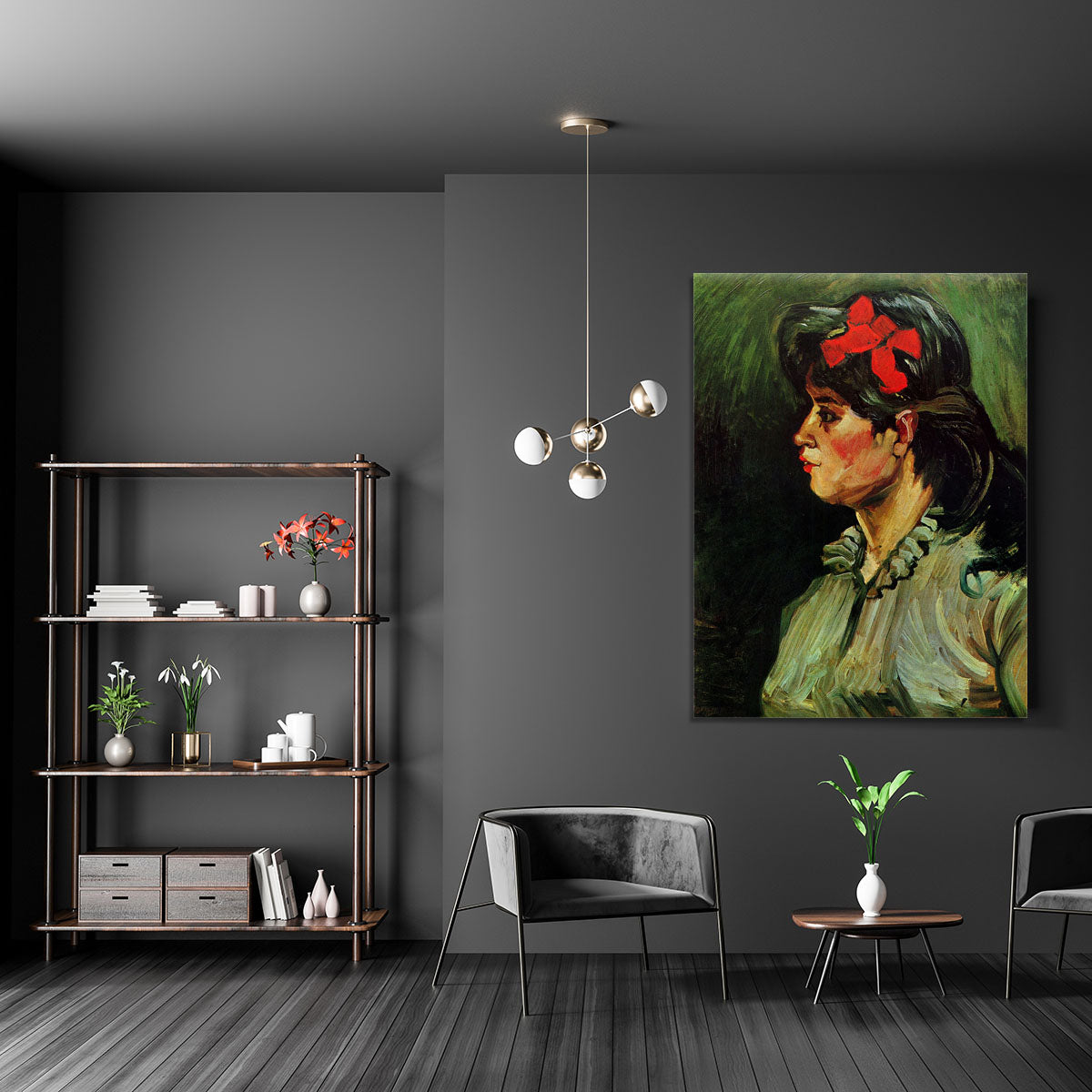Portrait of a Woman with Red Ribbon by Van Gogh Canvas Print or Poster - Canvas Art Rocks - 5