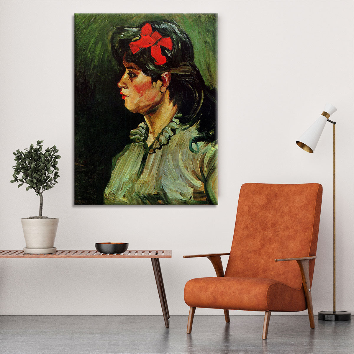 Portrait of a Woman with Red Ribbon by Van Gogh Canvas Print or Poster - Canvas Art Rocks - 6